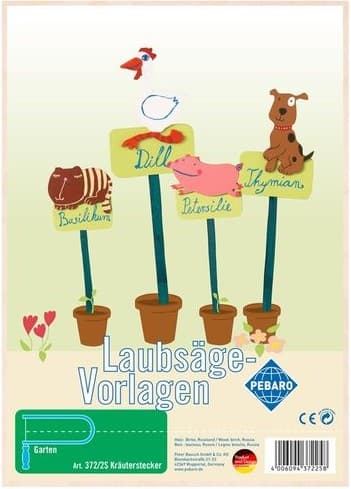 Pebaro - Laubsägevorlage DIN A4, 1 Platte, Kräuterstecker