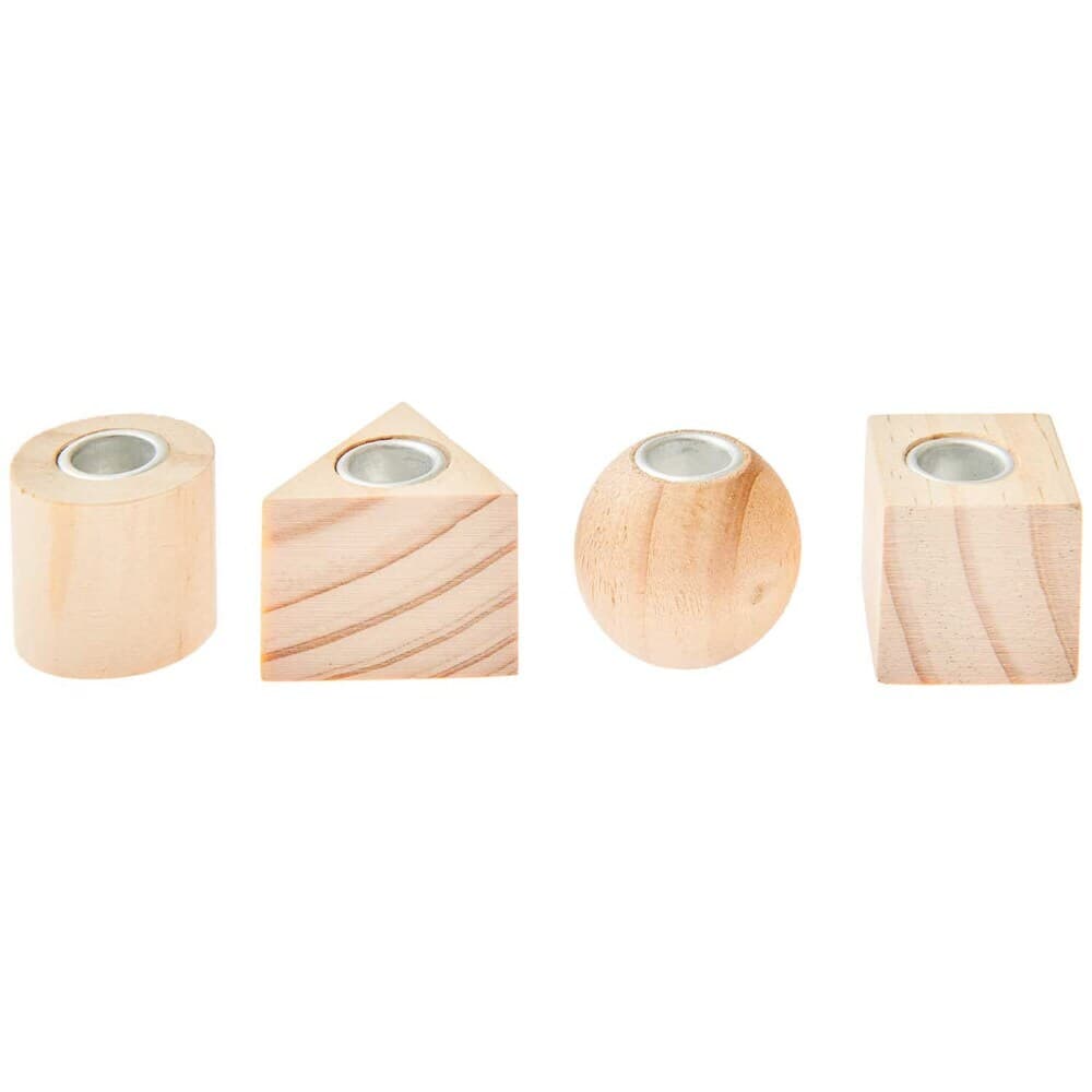 Mini Kerzenhalter Geometrische Formen, 4 Stück, FSC 100%