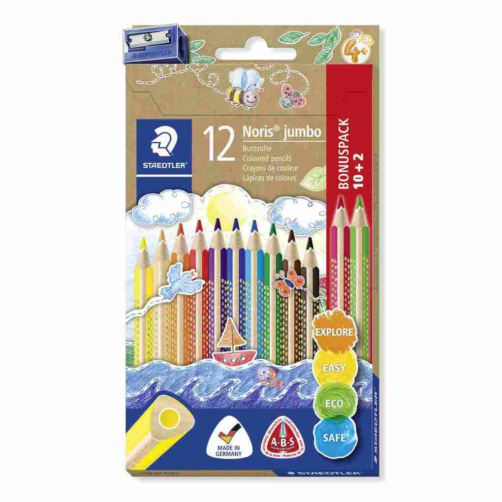 STAEDTLER Buntstifte Noris jumbo 128, 10+2 und 1 Spitzer