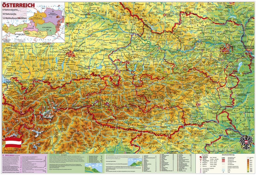 Österreich National- u. Naturparks mit UNESCO Welterbestätten.