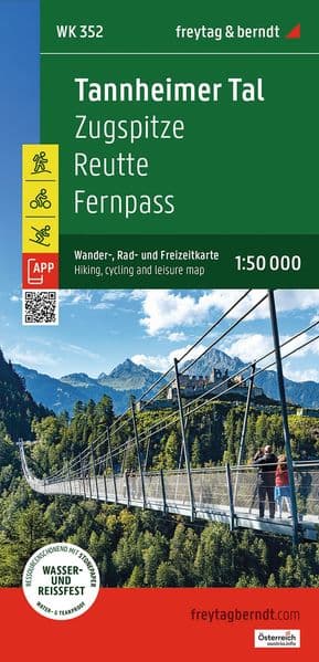 freytag & berndt Wanderkarte WK 352 Tannheimer Tal, Zugspitze - Reutte - Fernpass 1:50.000