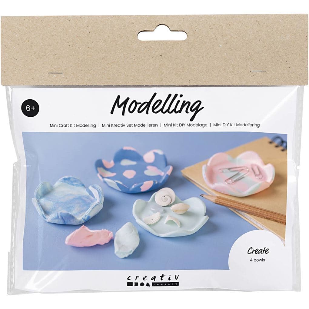 Creativ Company Mini Kreativ Set Modellieren, Schalen, Pastellblau, Hellpink