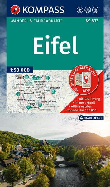 KOMPASS Wanderkarten-Set 833 Eifel (4 Karten) 1:50.000