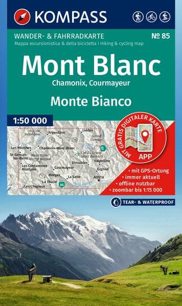 KOMPASS Wanderkarte 85 Mont Blanc / Monte Bianco 1:50.000