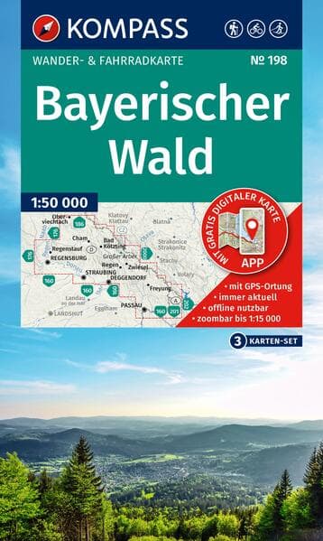 KOMPASS Wanderkarten-Set 198 Bayerischer Wald (3 Karten) 1:50.000