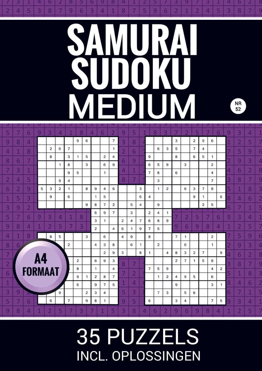 Samurai Sudoku - Medium - 35 Puzzels Incl. Oplossingen - Nr. 52