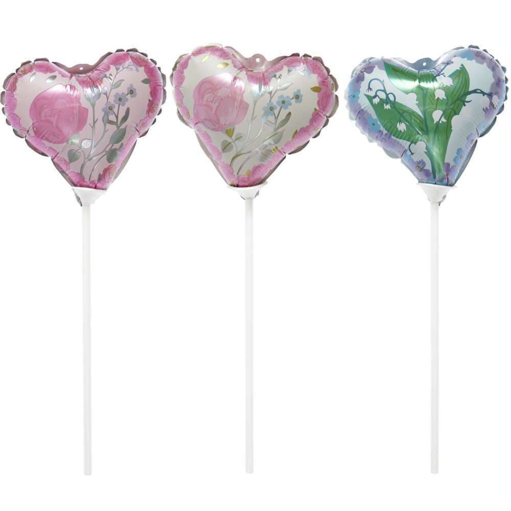 Mini Folienballon Set, Florale Herzen