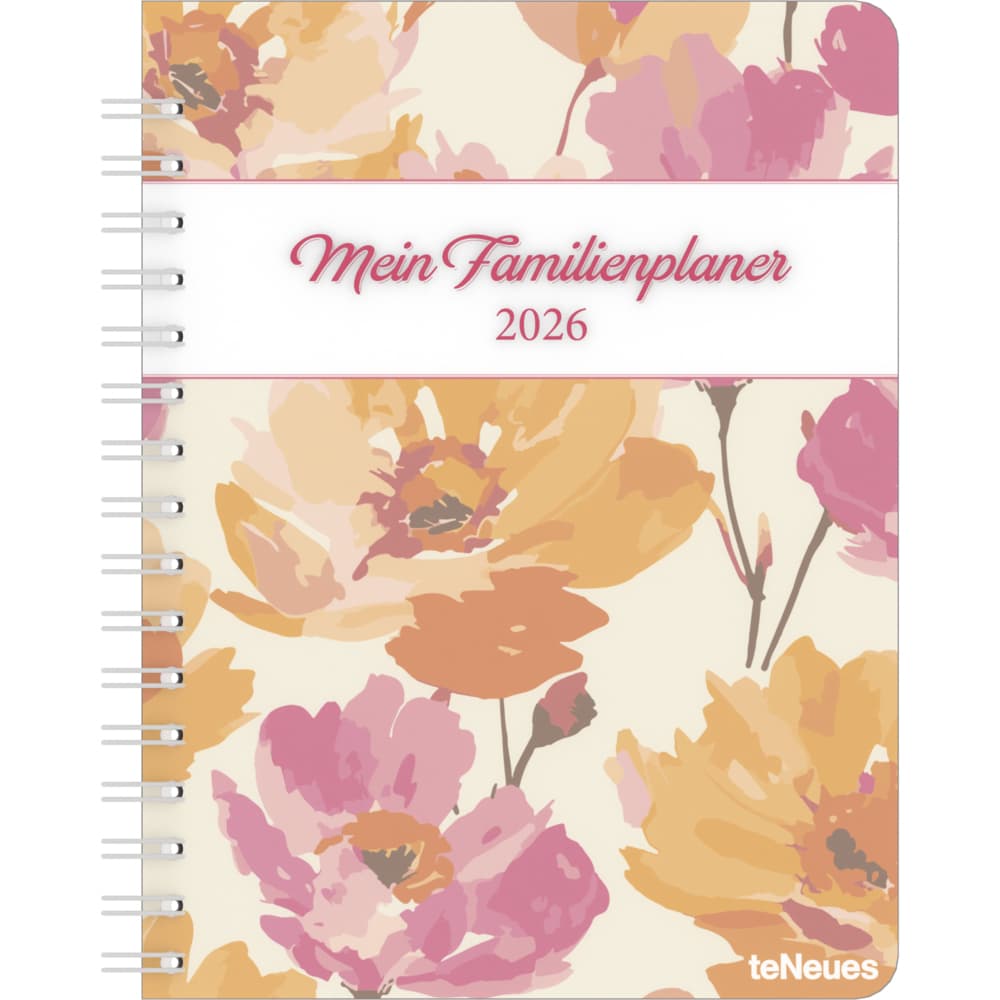 teNeues - Familienplaner-Buch Bright Flowers 2026 - Familienkalender mit 5 Spalten, 18x23 cm | Praktischer Wochenkalender für Familienorganisation