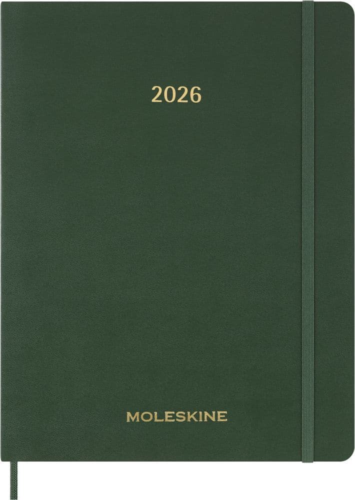 Moleskine 15 Monate Essential Wochenkalender, 1 Wo = 2 Seiten, vertikal, XXL, weicher Einband, Myrtengrün