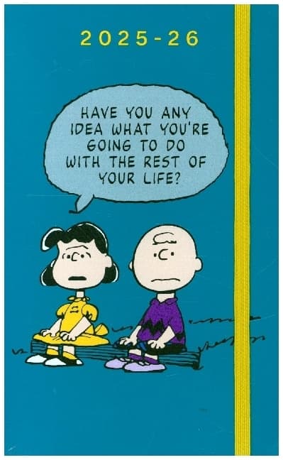 Moleskine 18 Monate Peanuts Charlie & Lucy Wochen Notizkalender 2025/2026, L/A5, 1 Wo = 1 Seite, fester Einband, Riffblau