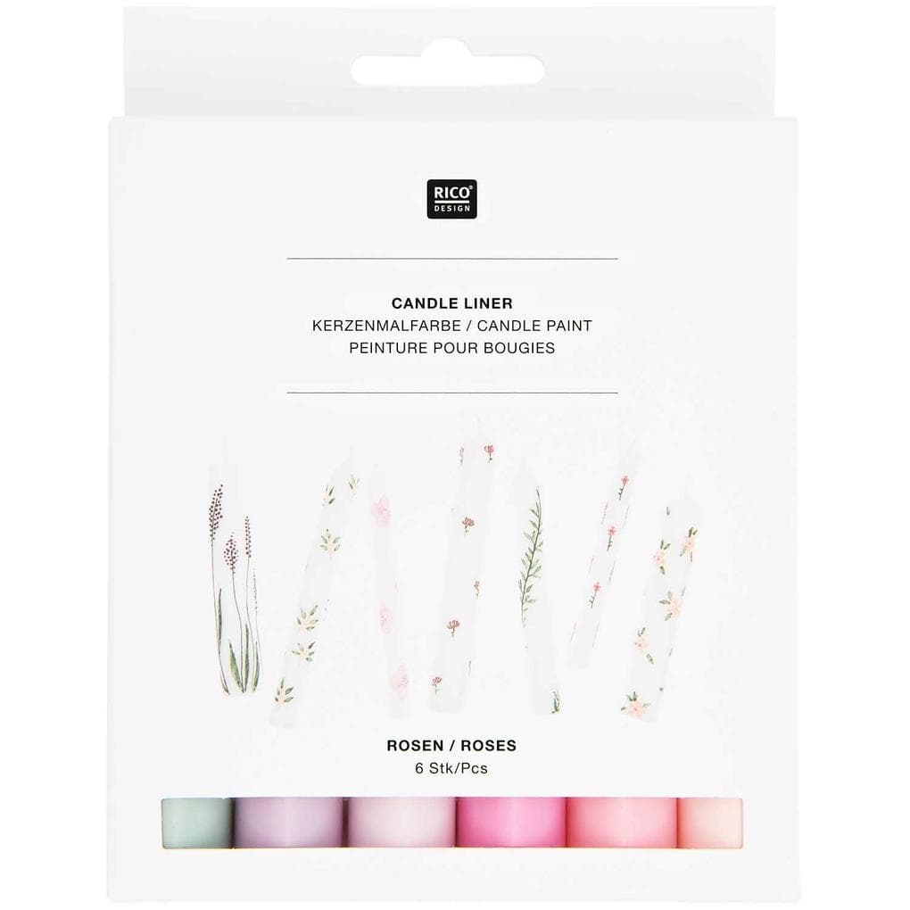 Candle liner Set Roses, 6-tlg Hellrosa, Pink, Magenta, Flieder, Lila, Salbei