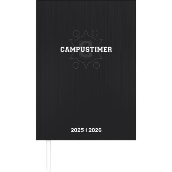 Alpha Edition - Campustimer Black 2025/2026 - Semesterplaner A5 (ca. 14,8×21 cm) - Studenten- & Schülerkalender Weekly mit robustem Hardcover & Notizseiten - Motiv Schwarz