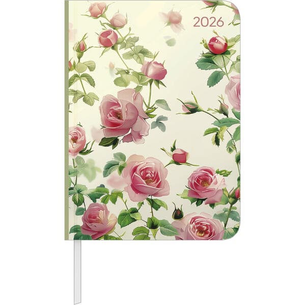 Alpha Edition - Daily Journal Roses 2026 - Taschenkalender 11×15 cm mit 352 Seiten & Tagesansicht, 4-sprachigem Kalendarium, eleganter Rosen-Planer mit To-Do-Liste & Notizbereich für Alltag & Beruf