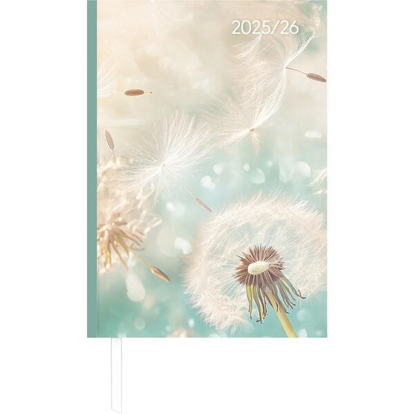 Alpha Edition - Campustimer Blowballs 2025/2026 - Semesterplaner A5 (15×21 cm) - Studenten- & Schülerkalender Weekly mit robustem Hardcover & Notizseiten - Motiv Pusteblume