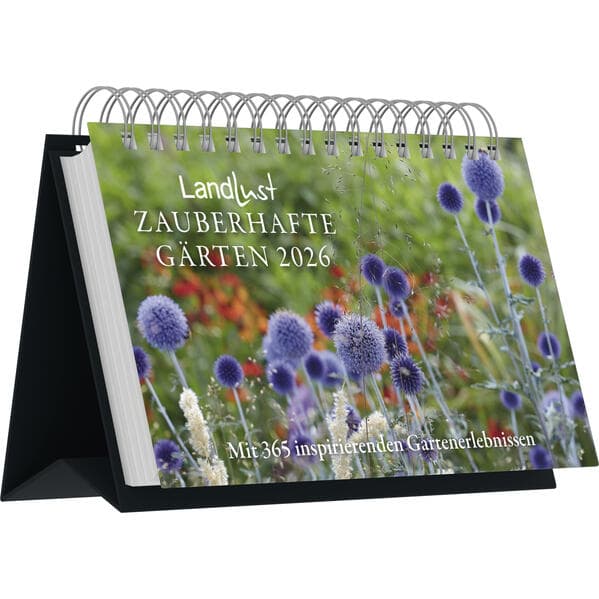 Landlust - Zauberhafte Gärten 2026 - Tischaufstellkalender 22×14 cm mit 365 Blättern, Gartenkalender im Landlust-Stil für Natur- & Pflanzenliebhaber
