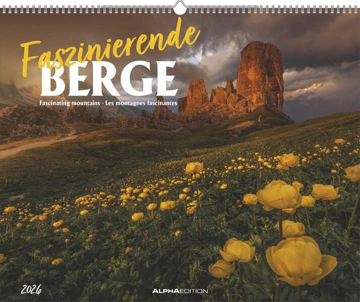 Alpha Edition - Faszinierende Berge 2026 - Wandkalender 52×42,5 cm mit 12 beeindruckenden Berglandschaften weltweit, dekorativer Monatskalender für Bergliebhaber & Naturfreunde
