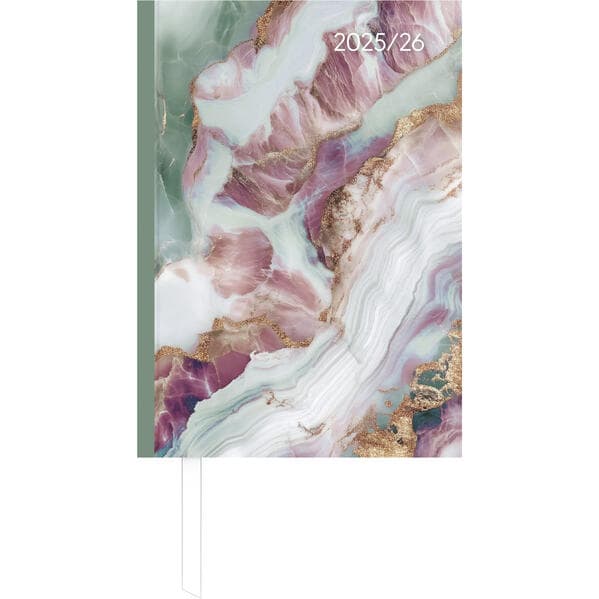 Alpha Edition - Campustimer Marble A6 2025/2026 - Semesterplaner A6 (ca. 10,5×14,8 cm) - Studenten- & Schülerkalender Weekly mit robustem Hardcover & Notizseiten - Motiv Marmor