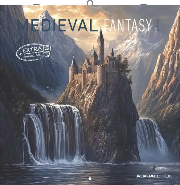 Alpha Edition - Medieval Fantasy 2026 - Wandkalender 30×30 cm mit mittelalterlichen & fantastischen Motiven, 6-sprachiger Broschürenkalender für Mittelalter-Fans, Rollenspieler & Fantasy-Liebhaber
