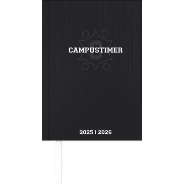 Alpha Edition - Campustimer Black A6 2025/2026 - Semesterplaner A6 (ca. 10,5×14,8 cm) - Studenten- & Schülerkalender Weekly mit robustem Hardcover & Notizseiten - Farbe Schwarz