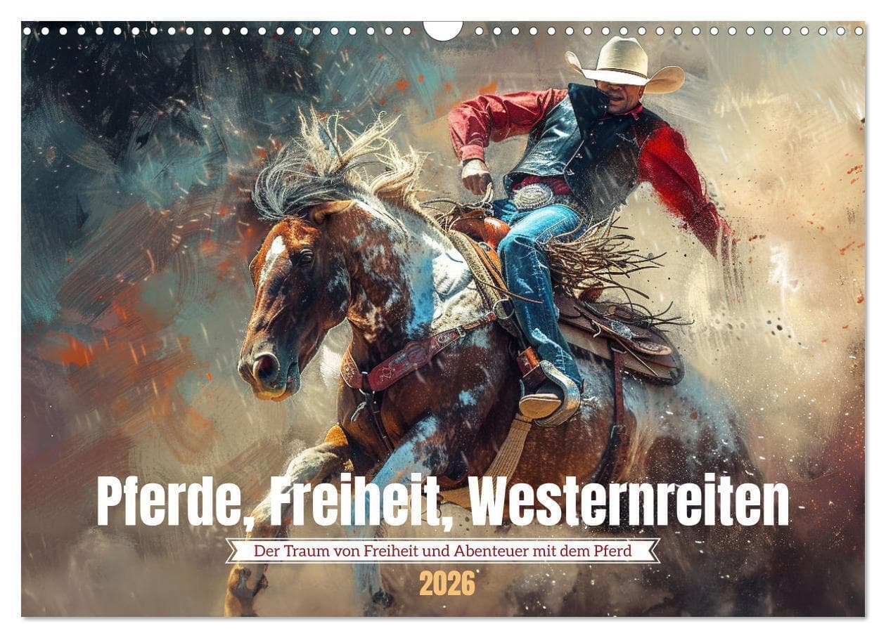 Pferde, Freiheit, Westernreiten (Wandkalender 2026 DIN A3 quer), CALVENDO Monatskalender