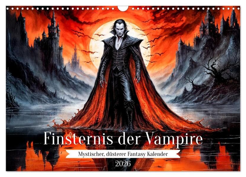 Finsternis der Vampire - Mystischer düsterer Fantasy Kalender (Wandkalender 2026 DIN A3 quer), CALVENDO Monatskalender