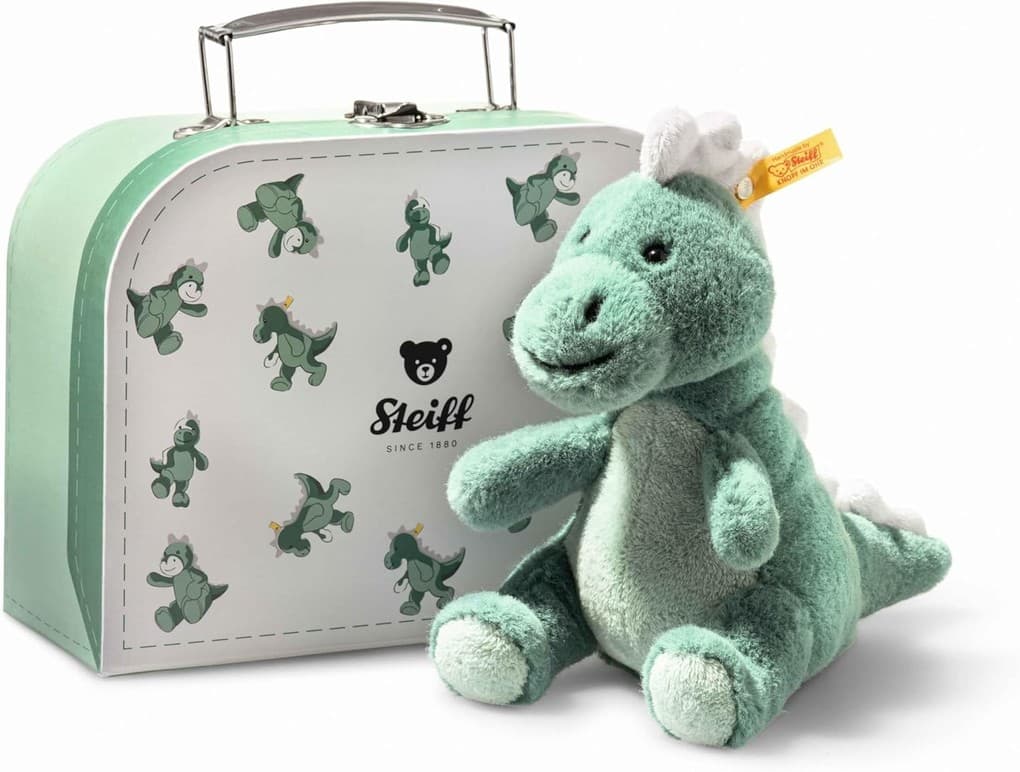 Steiff 067280 - Joshi Baby T-Rex im Koffer, mintgrün, 16 cm, Dino-Plüschtier
