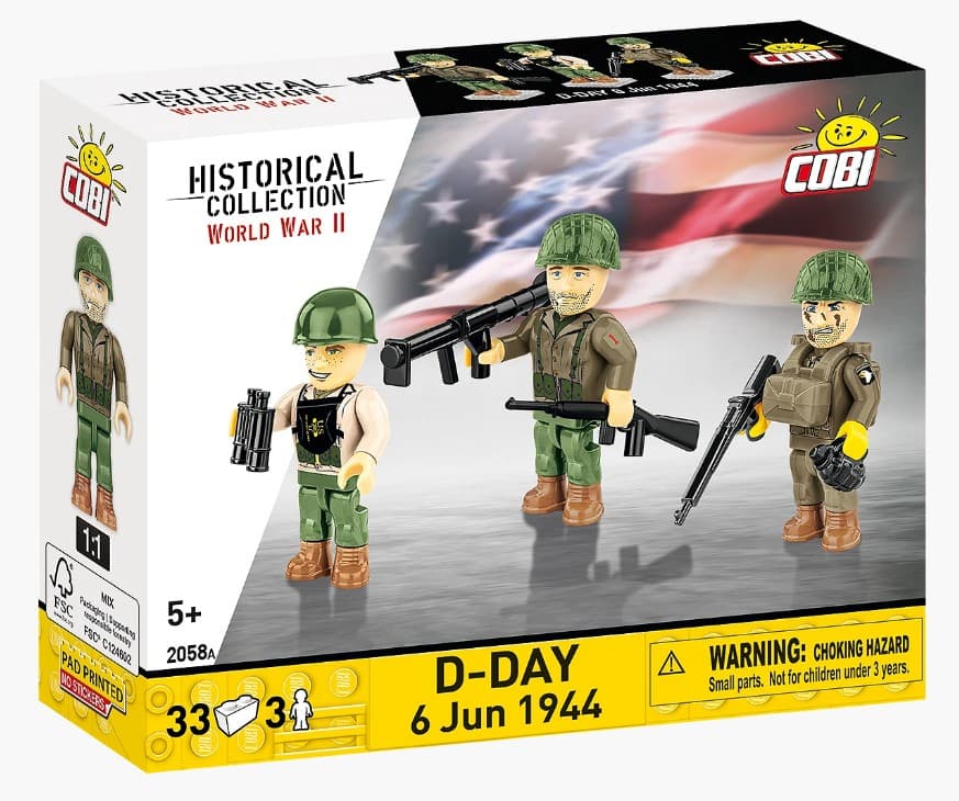 Cobi Historical Collection 2058 - D-Day 6 Jun 1944, 33 Klemmbausteine, 3er Set Spielfiguren