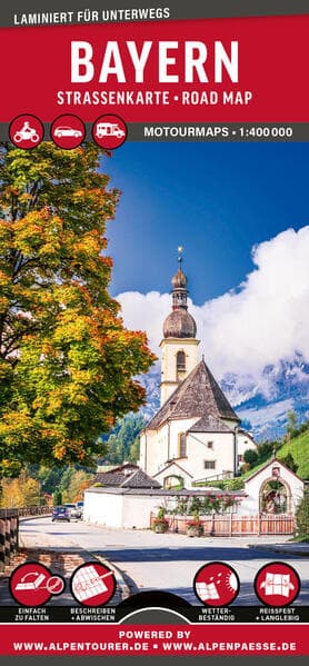 MoTourMaps Bayern Auto- und Motorradkarte 1:400.000