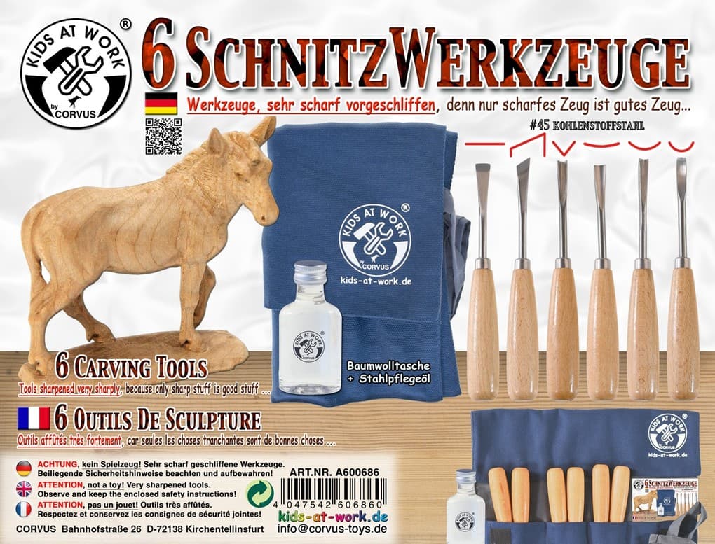Schnitzwerkzeuge 6-tlg. In Rolle