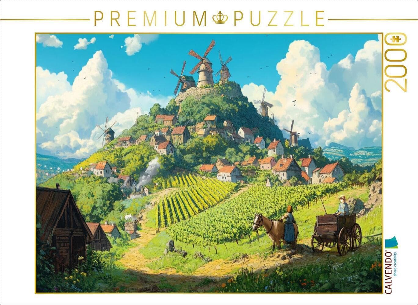 CALVENDO Puzzle Das Tal der Winde - Anime Landschaft | 2000 Teile Lege-Größe 90x67cm Foto-Puzzle für glückliche Stunden