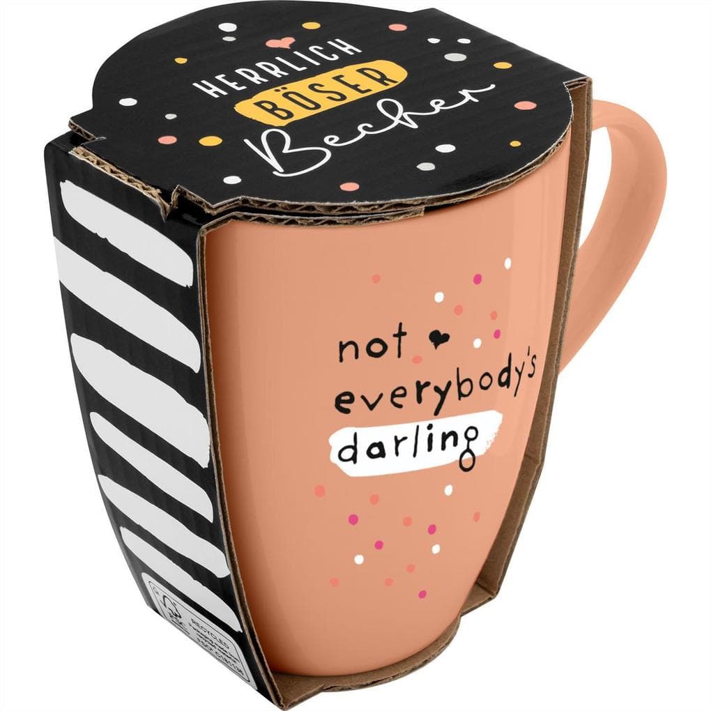 Tasse mit Motivdruck "not everybodys darling", mit Banderole