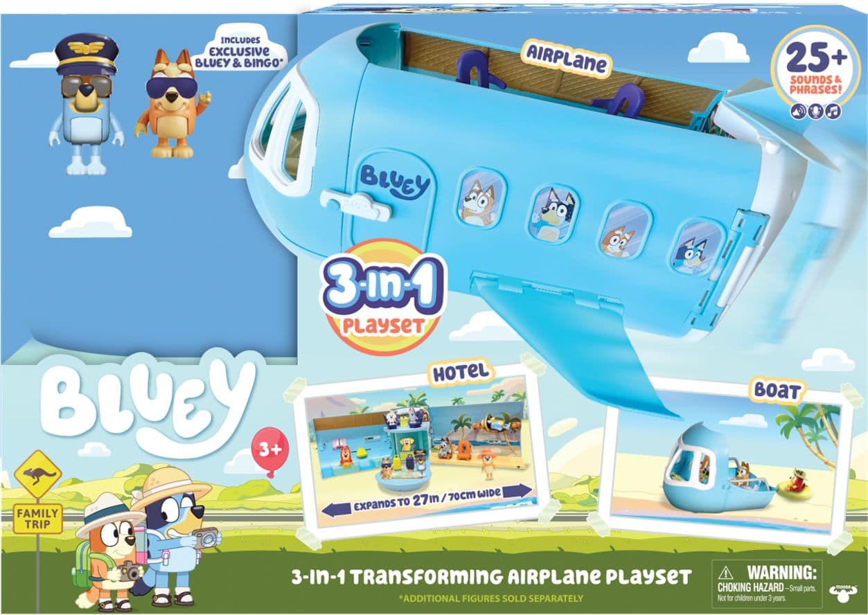 MooseToys - Bluey 3-in-1-Flugzeug-Spielset