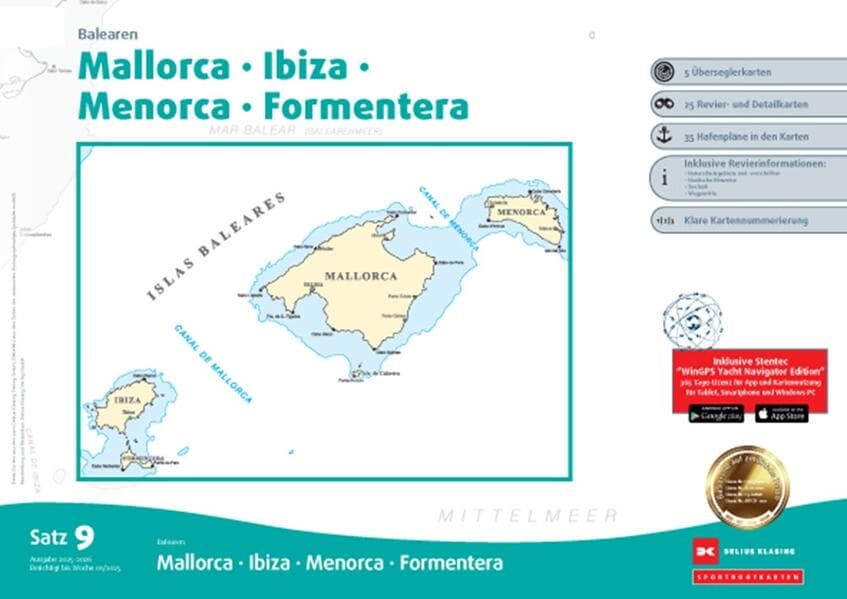 Sportbootkarten Satz 9: Balearen (Ausgabe 2025/2026)