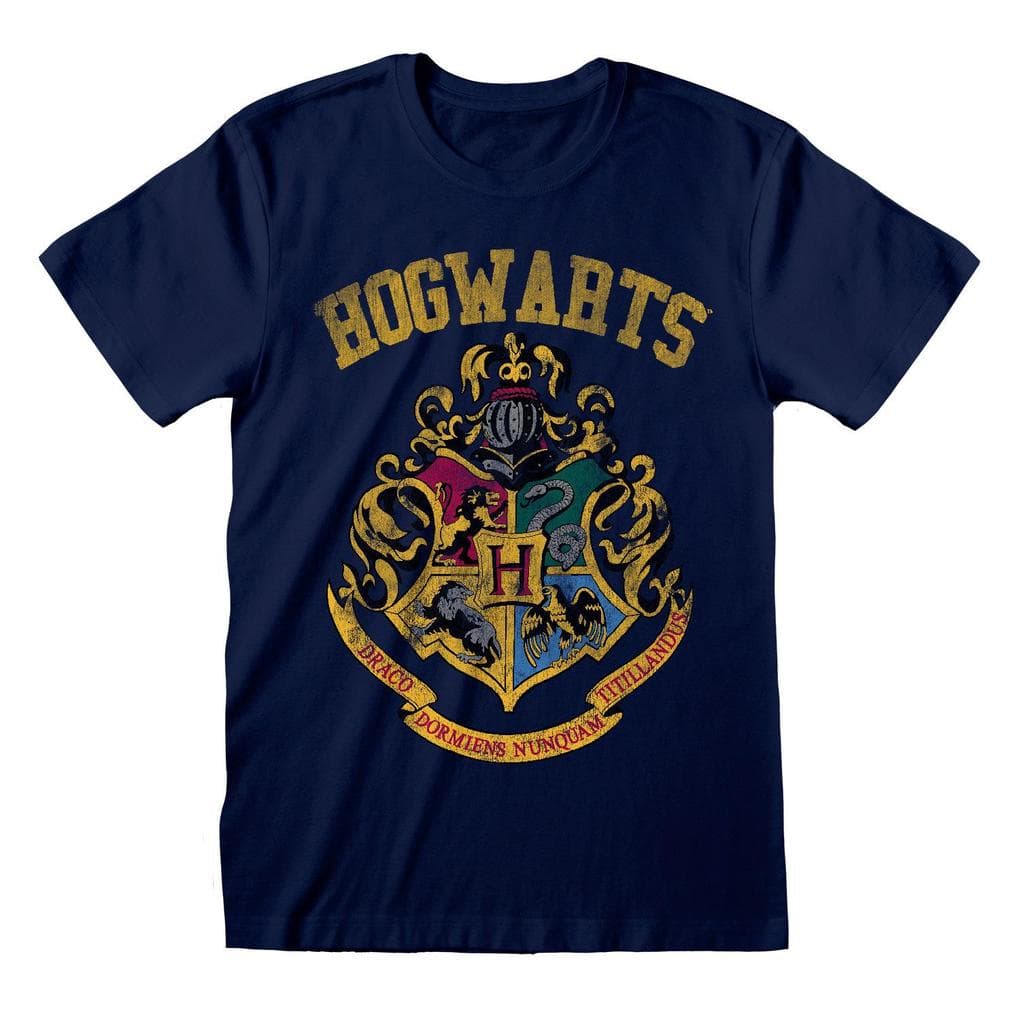 Harry Potter - Hogwarts Faded Crest T- Shirt Large