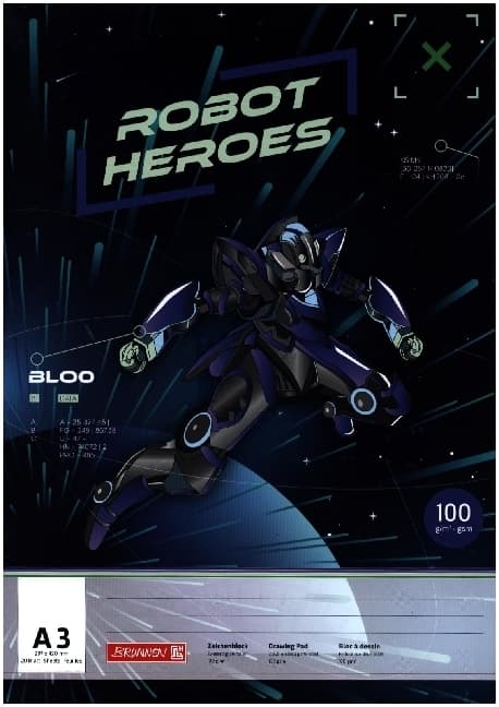 Zeichenblock A3 20 Blatt Robot Hero