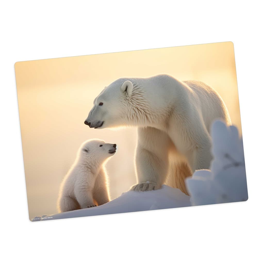 Tischsetmacher Tischset Eisbär Baby mit Mama, aus hochwertigem Vinyl , 44 x 32 cm