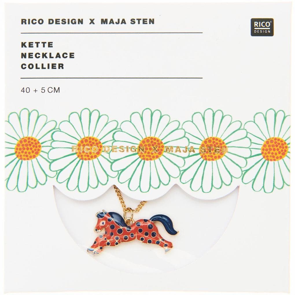 Kette mit Anhänger, Pferd, 1 Stk, 40 cm + 5 cm, Anhänger 2,5 x 1,2 cm