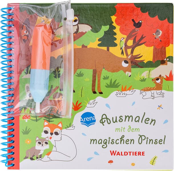 Ausmalen mit dem magischen Pinsel. Waldtiere