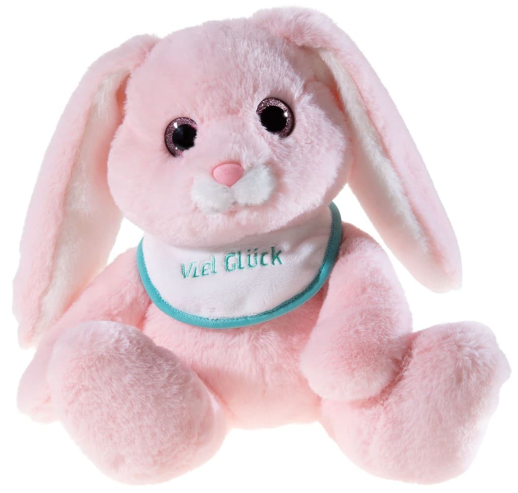 Heunec 841932 - Hase Milchschnute rosa mit Lätzchen 'Viel Glück', 25cm