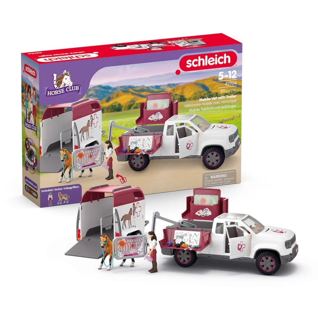 Schleich 42704 - Horse Club, Mobile Tierärztin mit Anhänger, 90 Teile, Spielset