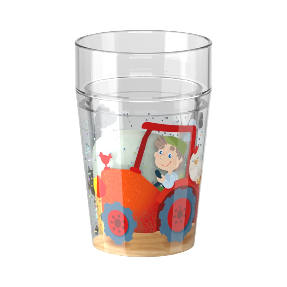 Glitzerbecher, Bauernhof Motiv 2