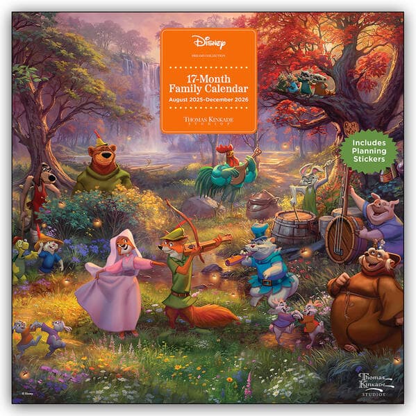 Disney Dreams by Thomas Kinkade Studios 17-Month 2025-2026 Family Wall Calendar