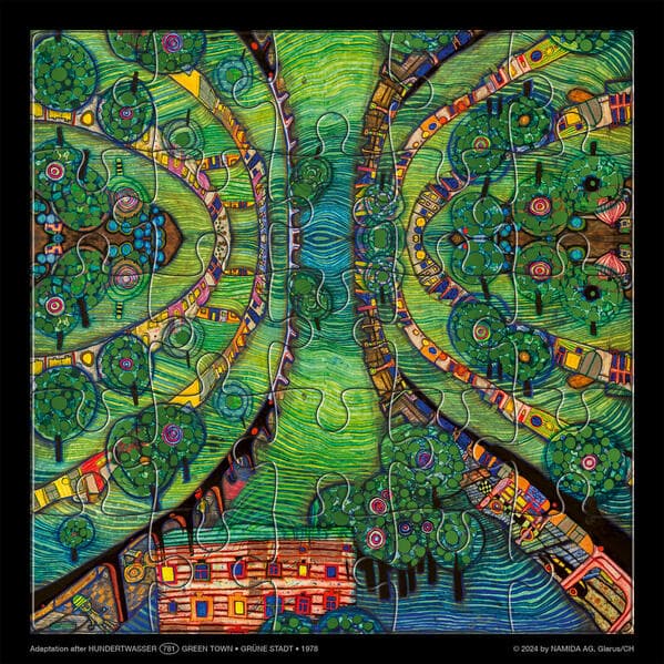 Hundertwasser Puzzle mit Grußkarte