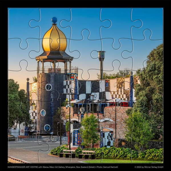 Hundertwasser Puzzle mit Grußkarte