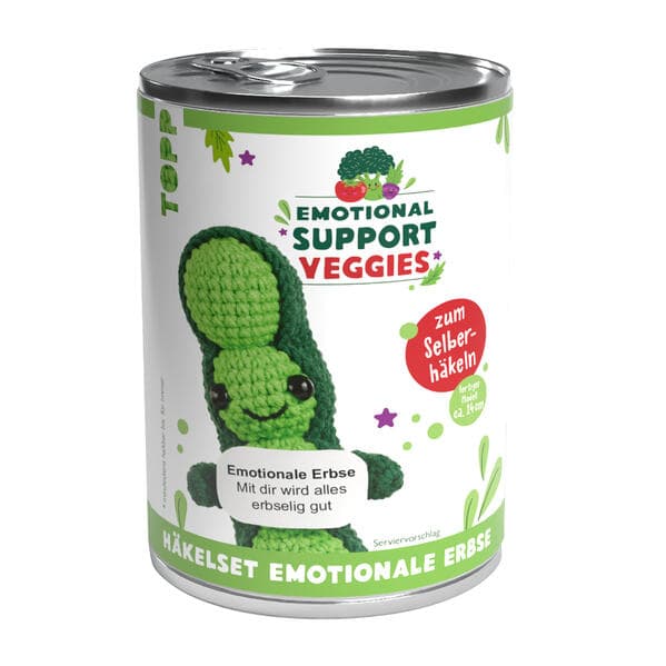 Emotional Support Veggies Häkelset Erbse