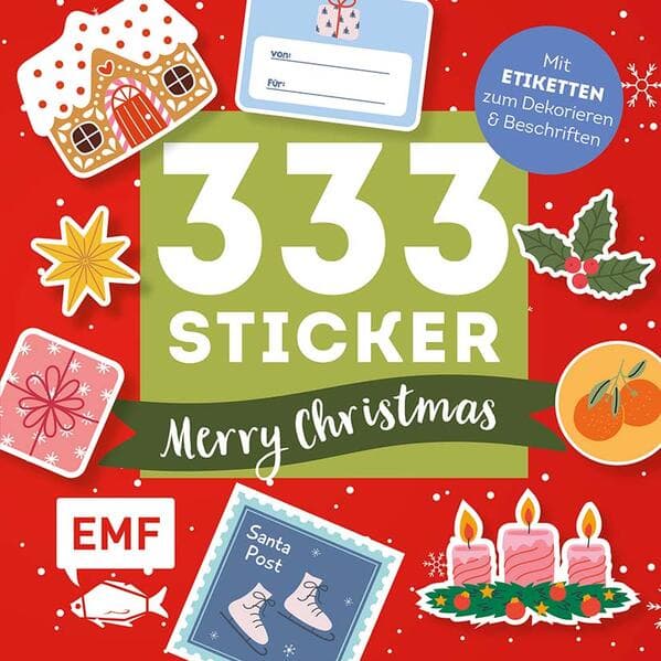 333 Sticker - Merry Christmas: Geschenk-Etiketten und Aufkleber mit beschreibbarer Oberfläche
