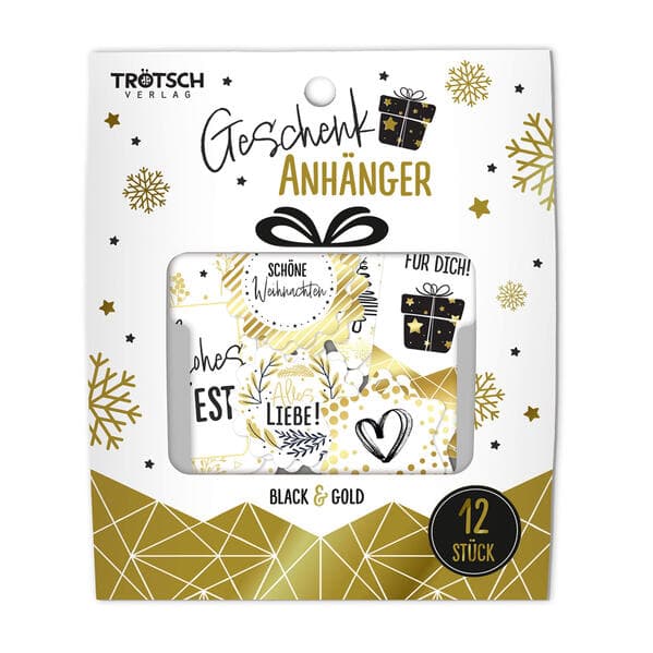 TRÖTSCH - Geschenkanhänger Black and Gold Weihnachten