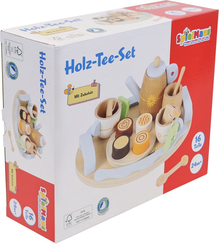 SpielMaus Küche Holz Tee-Set, 16-teilig