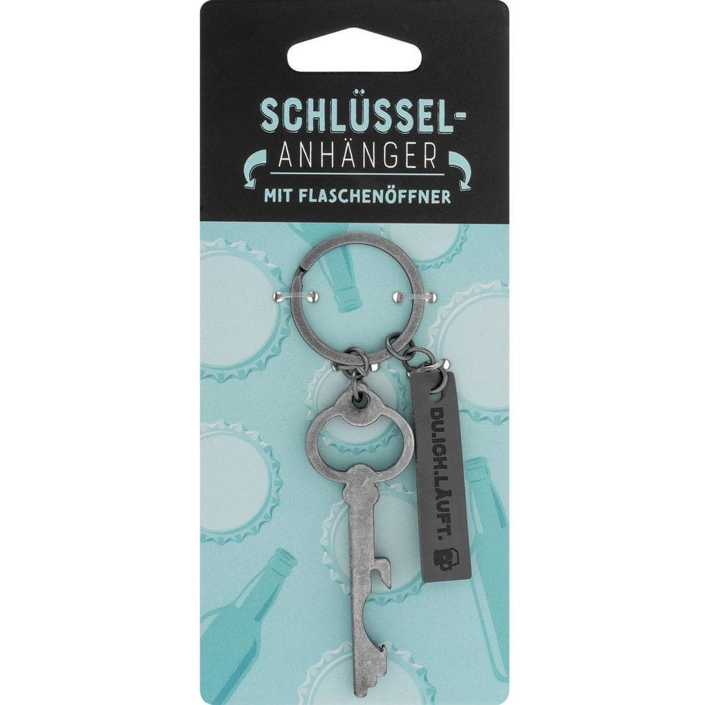 Schlüsselanhänger mit Flaschenöffner "Läuft"