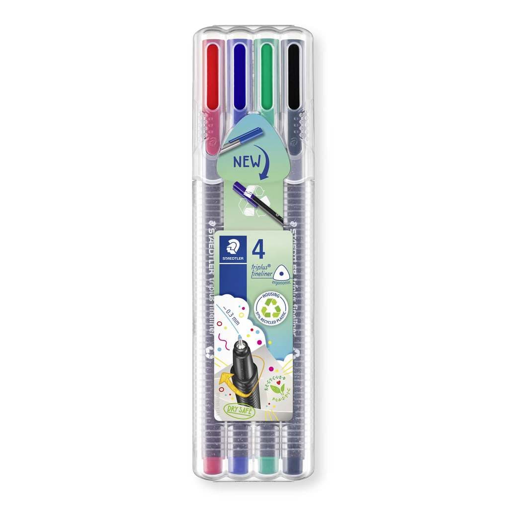 STAEDTLER triplus fineliner 334 Fineliner, 4er Set, 334 SB4